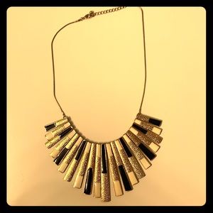 Gold, black and white statement necklace